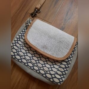 Myra ~ Honey Bee HairOn Leather Cotton Bag
